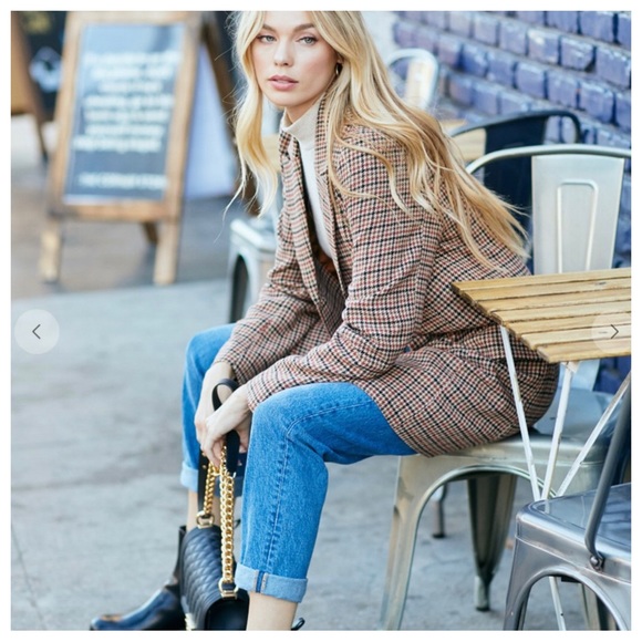 #17 CHIC MULTI PLAID FITTED BUTTON UP COAT JACKET - Picture 4 of 6